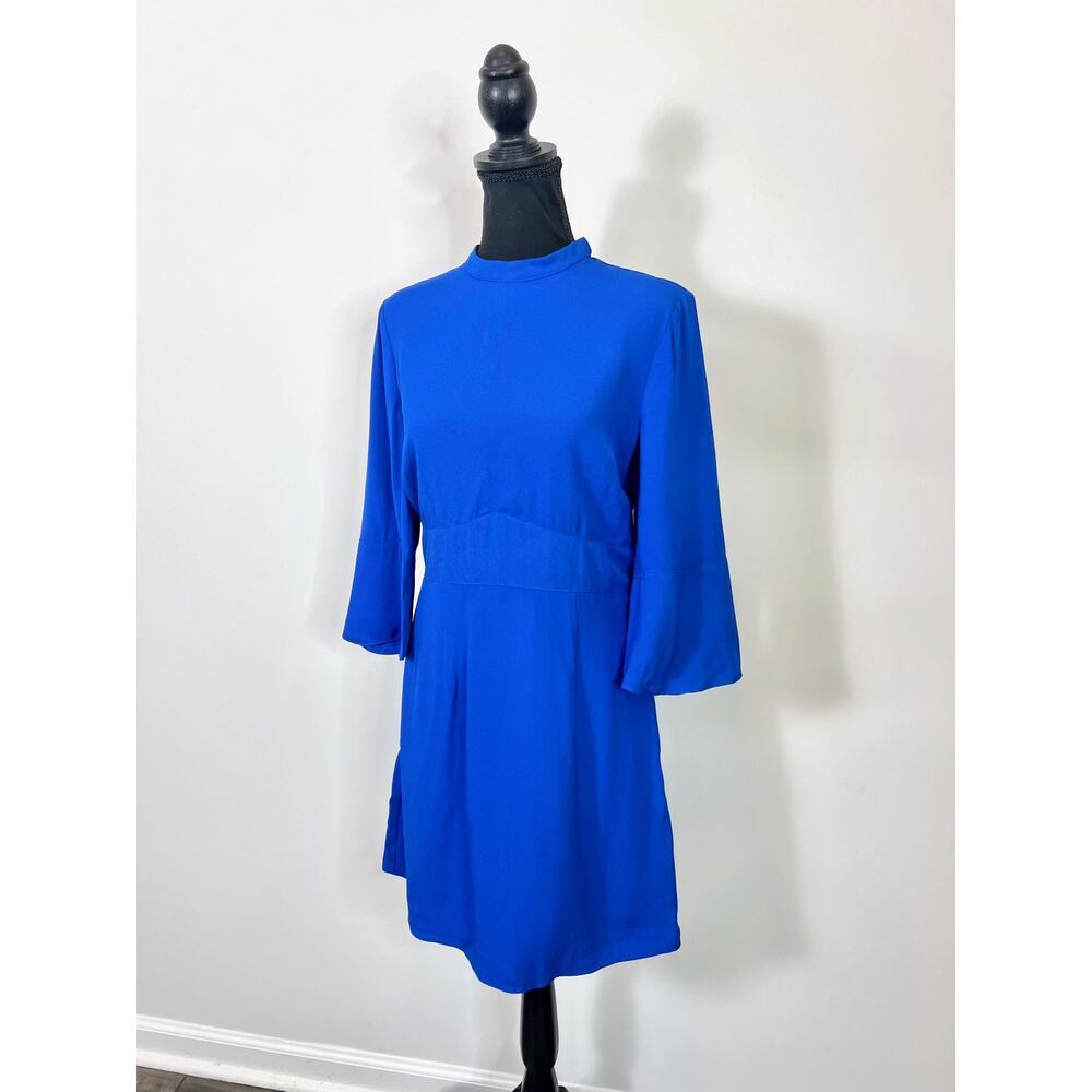 Reiss Cora Bell Sleeve Shift Dress in Cobalt Blue Size 6 Mini Lined Formal Party